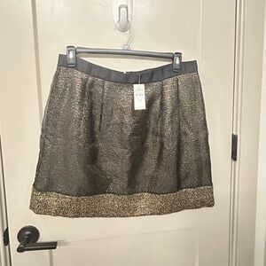 LOFT Black and Gold Mini Skirt